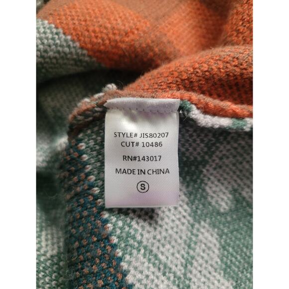 Ces Femme Knit Patchwork Denim Sleeve Oversized Cardigan Sz S Artsy Retro Boho - Picture 7 of 8